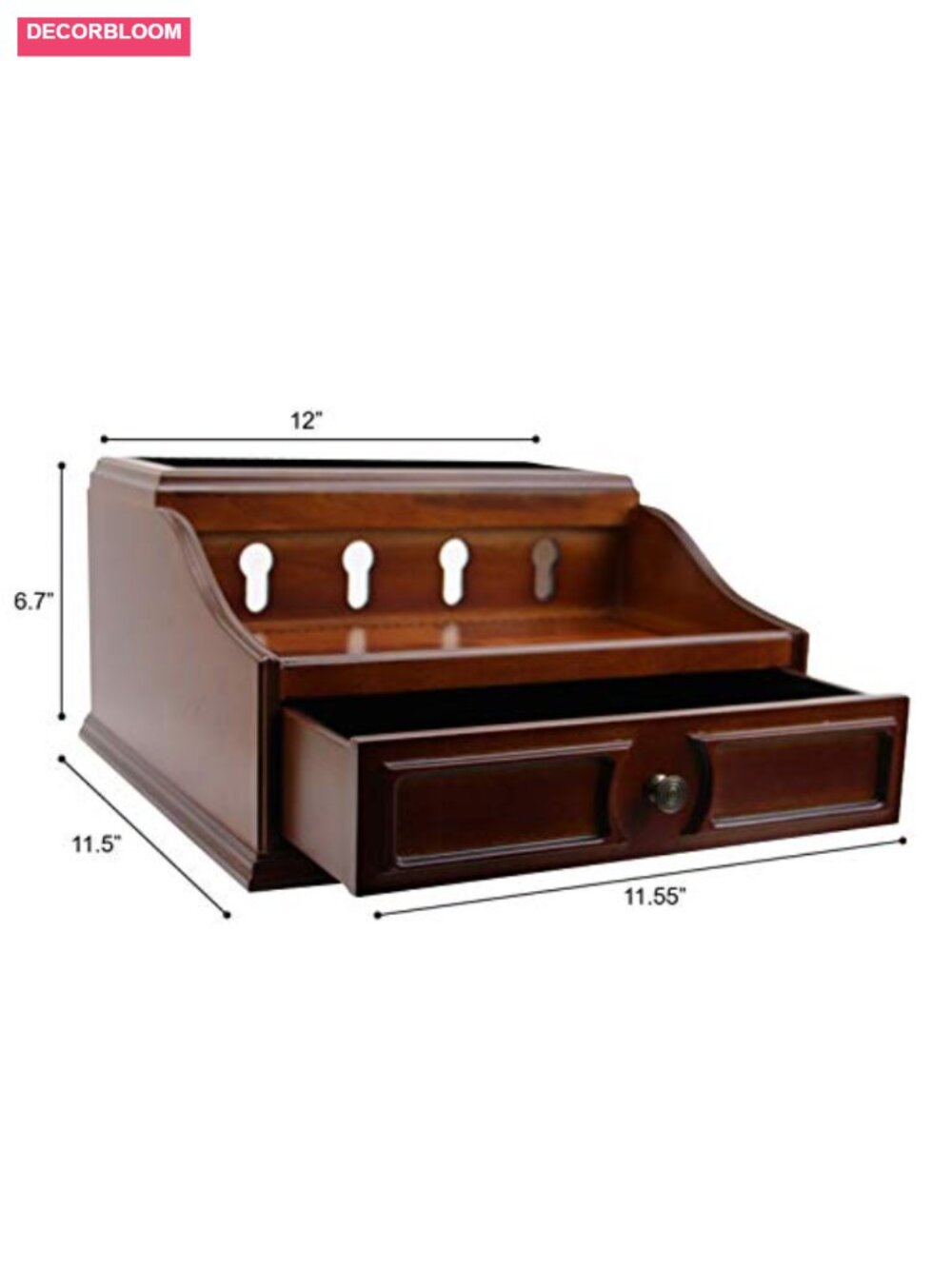 Wooden Multi-Device Charging Station and Valet with Drawer - Picture 2 of 6